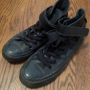 Black Leather Converse Size 5